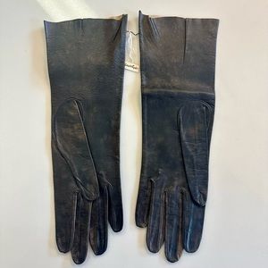 Vintage Christian Dior, Leather Black Gloves, Size 7, NWT